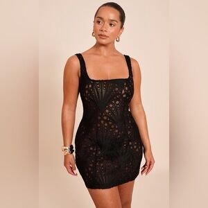 PrettyLittleThing Black Lace Mini Dress